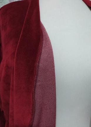 Халат жіночий велюровий бавовняний оксамитовий банний домашній бордовий короткий 425 фото