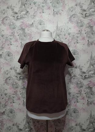 Женская велюровая пижама футболка штаны коричневый бархатный домашний костюм 422 фото