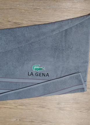 Рушник з іменною вишивкою махровий банний 70*140 сірий гена