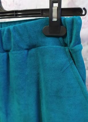 Женский велюровый домашний комплект тройка халат футболка штаны морская волна костюм пижама7 фото