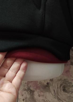 Худи женский черный с бордо теплый зимний толстовка с капюшоном футер трехнитка с начесом 463 фото