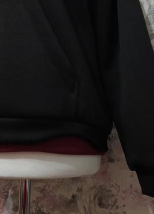 Худи женский черный с бордо теплый зимний толстовка с капюшоном футер трехнитка с начесом 462 фото