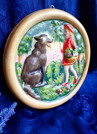 Кунгурская артель! 🌲 1960-е! красная шапочка настенное панно скульптурный гипс эмали...