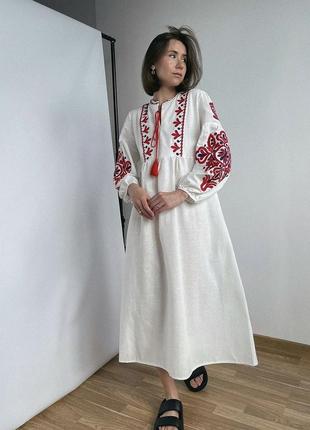 Сукня вишита плаття міді вишиванка в українському стилі плаття міді вишиванка2 фото
