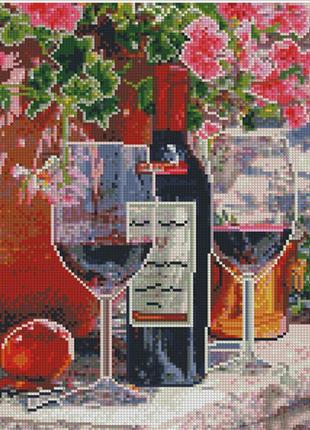 Алмазна мозаїка strateg преміум червоне вино в бокалах розміром 30х40 см (kb061) melmil