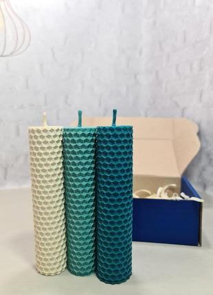 Подарунковий набір свічок з вощини, свічки з вощини, свічки ручної роботи3 фото