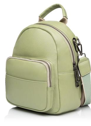 Рюкзак жіночий з натуральної шкіри зелений bags4life 658
