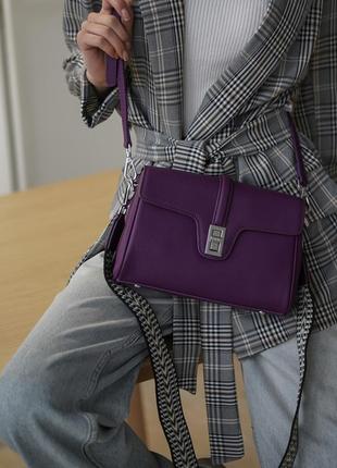 Сумка жіноча шкіряна фіолетова bags4life м206 із клапаном3 фото