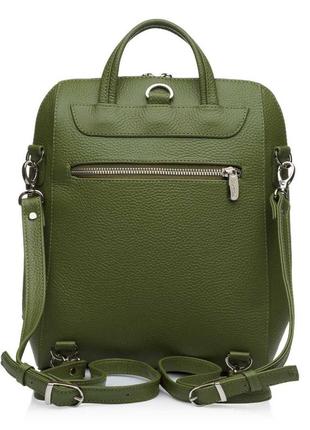Рюкзак жіночий з натуральної шкіри зелений vito torelli 1012 боско3 фото
