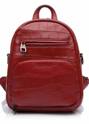 Рюкзак для жінок шкіряний червоний bags4life 50052 фото