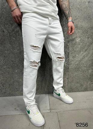 Чоловічі преміум джинси стильні рвані з потертостями мом якісні вільного крою трендові