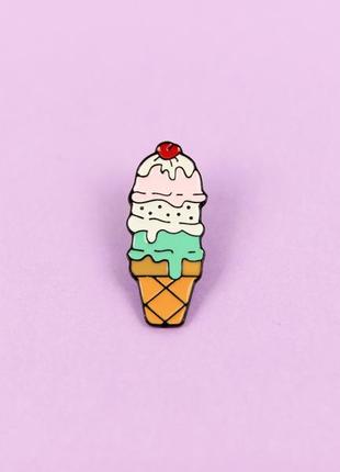 Металлический значок пен мороженого, брошка мороженого рожок, значок ice cream, летняя бижутерия3 фото