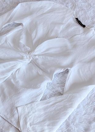 Нежная белая рубашка zara с переплетом6 фото
