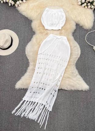 Эффектный женский ажурный костюм