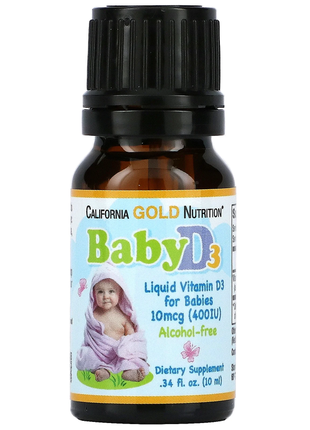 Вітамін d3 у рідкій формі для дітей, california gold nutrition, 400 мо, 10 мл3 фото