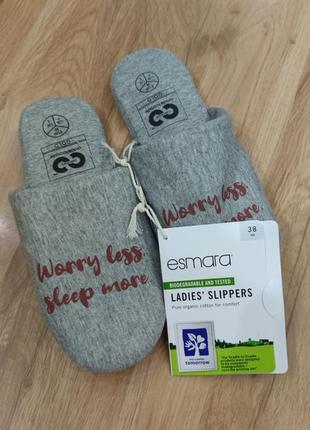 Жіночі тапочки з написом esmara, розмір 38, сірий