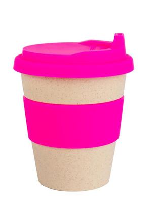 Еко чашка з бамбуку кремова 350 мл рожевий1 фото