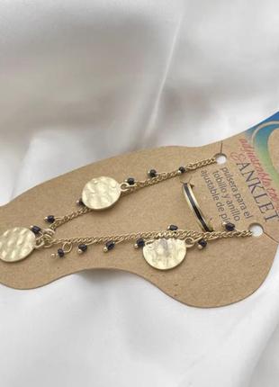Сет анклет и кольцо на ногу браслет с подвесками бренд3 фото