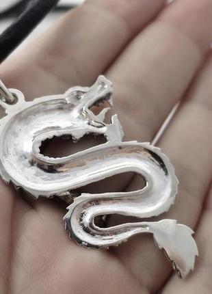 Кулон китайский дракон серебро ручная работа4 фото