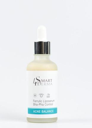 Ліпосомальна сироватка з феруловою кислотою smart4derma ferrulic liposerum bha-pha control 50 мл