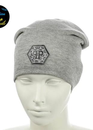 ● трикотажная шапка с люрексом - philipp plein / филипп плейн - серый ●