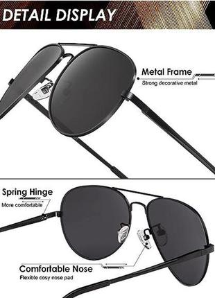Солнцезащитные очки anyluv авиатор, металлическая оправа, линзы tac, черные. защита uv4004 фото