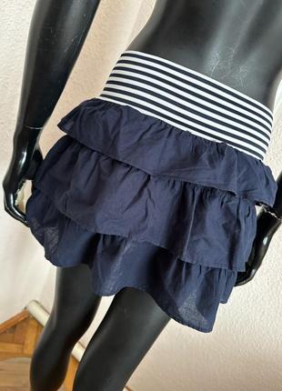 Темно-синяя однотонная юбка короткая юбка с рюшами,женская мини юбка,міні спідниця по bershka zara4 фото