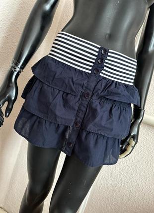 Темно-синяя однотонная юбка короткая юбка с рюшами,женская мини юбка,міні спідниця по bershka zara6 фото