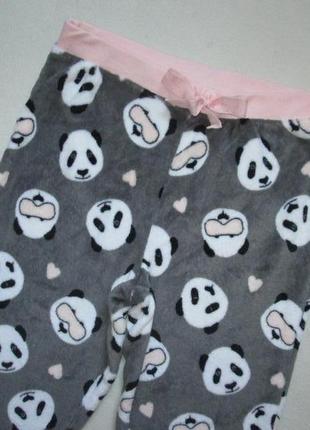 Суперовые теплые плюшевые мягкие пижамные домашние штаны мордочка панды love to lounge3 фото