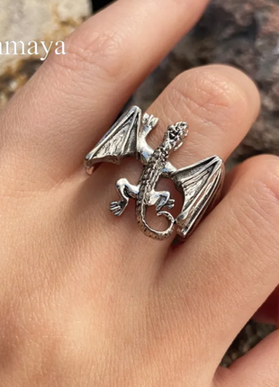 Открытый кольцо, кольца, кольцо дракон с крыльями