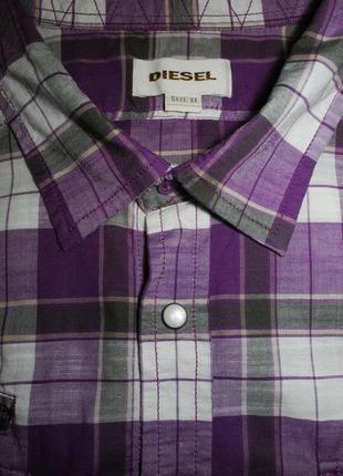 Мужская рубашка с коротким рукавом стрейч на кнопках diesel xl l original