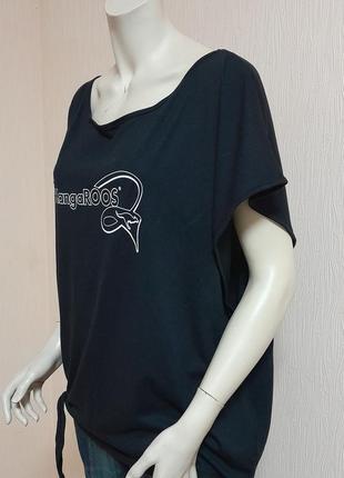 Шикарная футболка чёрного цвета хлопок+модал оверсайз kangaroos с биркой2 фото