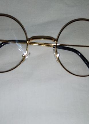 Очки круглые прозрачные! в золотой оправе нулевки