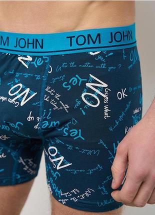 Мужские трусы боксеры надписи цвет синий tom john 13101 - 1 шт.3 фото