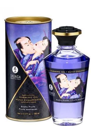 Розігрівальна олія shunga aphrodisiac warming oil — exotic fruits (100 мл) без цукру, смачний