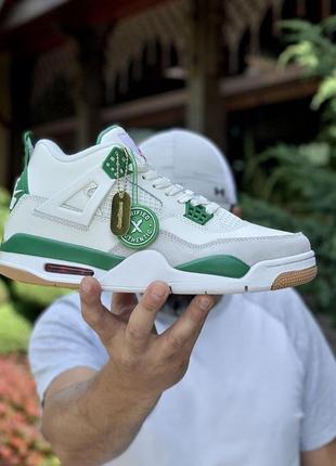 Чоловічі кросівки nike air jordan 4 retro white green 40-41-42-44