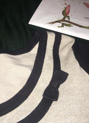 ⏳бежевая кофта с бантиком/чёрно бежевый свитерок/бежевая кофта с чёрным рукавом⏳10 фото