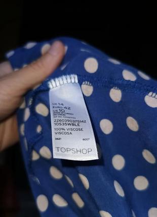 Платье из вискозы в горох topshop мини короткое рукав фонарик горошек8 фото