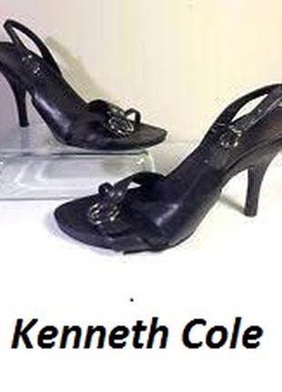 38р. чёрные кожаные босоножки kenneth cole cityline