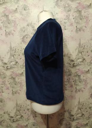 Женская велюровая пижама футболка штаны темно-синий бархатный домашний костюм 423 фото