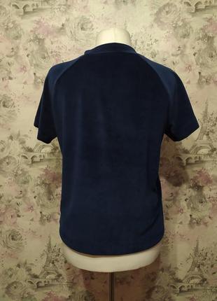 Женская велюровая пижама футболка штаны темно-синий бархатный домашний костюм 424 фото