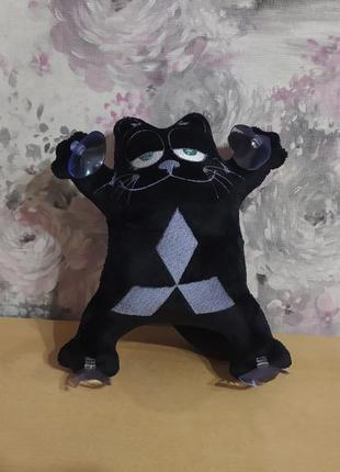 Іграшка кіт саймона в машину з вишивкою mitsubishi міцубісі чорний подарунок автомобілісту 02991