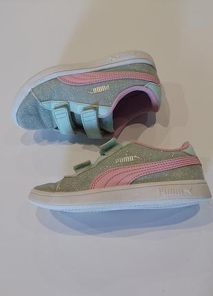 Кросовки, кеды puma глитер, бирюзовые с розовым 30 размер