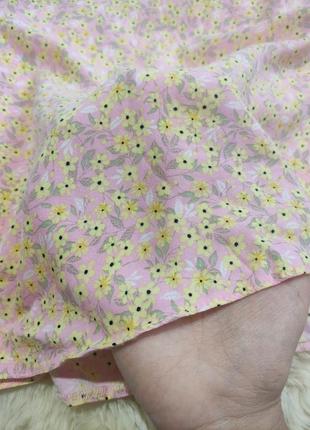 Платье со стяжкой с рукавами фонариками в цветочный принт цветы с бантиком вискоза сукня у квітковий принт з квітковим принтом рожеве розовое5 фото