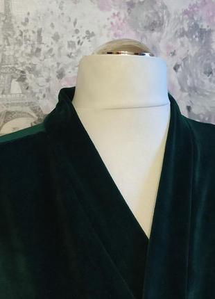 Женский велюровый домашний комплект двойка халат штаны изумрудный бархатный костюм пижама 425 фото