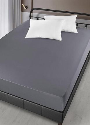 Простирадло на резинці arya сатин london ar-a107299-gray 160х200х30 см сіра