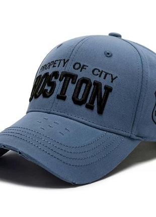 Кепка бейсболка boston (бостон) с изогнутым козырьком голубая, унисекс wuke one size
