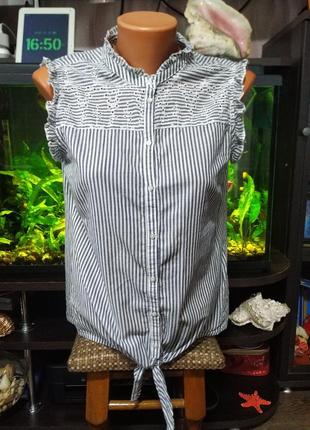Стильная коттоновая блуза с завязками 44-46 р
