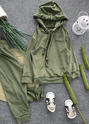 Костюм велюр олива