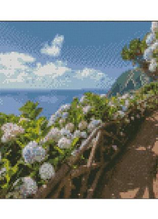 Алмазна мозаїка strateg преміум квіти біля моря розміром 30х40 см (kb030)